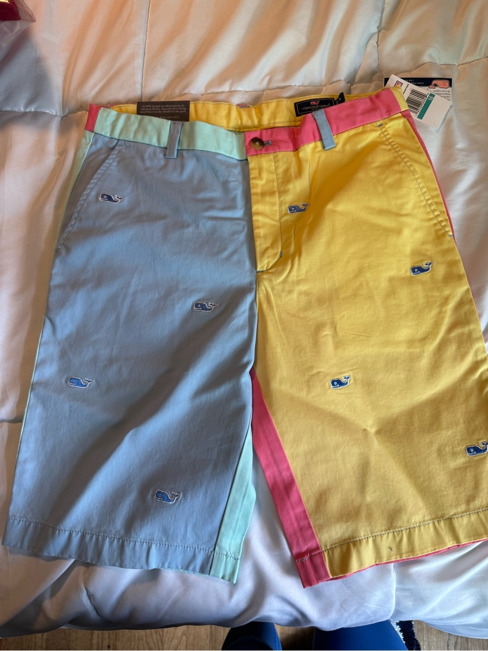 Vineyard Vines Colorblock Boys Shorts - Light Blue, Yellow, Pink, Aqua